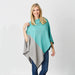 Aqua & Gray Colorblock Cotton Poncho
