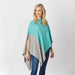 Aqua & Gray Colorblock Cotton Poncho