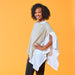 Oatmeal & White Colorblock Cotton Poncho