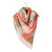 Fringle Plaid Blanket Scarf - Pink & Beige