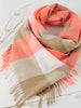 Fringle Plaid Blanket Scarf - Pink & Beige