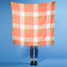 Fringle Plaid Blanket Scarf - Pink & Beige