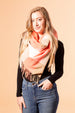 Fringle Plaid Blanket Scarf - Pink & Beige