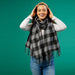 Denver Plaid Fringe Scarf - Black & Gray