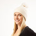 Plush Knit Pom Pom Beanie - Cream