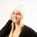 Plush Knit Pom Pom Beanie - Cream