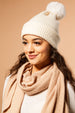 Plush Knit Pom Pom Beanie - Cream
