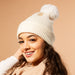 Plush Knit Pom Pom Beanie - Cream