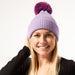 Plush Knit Pom Pom Beanie - Purple
