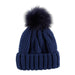 Snap On Pom Pom Beanie - Navy
