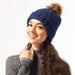 Snap On Pom Pom Beanie - Navy