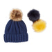 Snap On Pom Pom Beanie - Navy