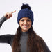 Snap On Pom Pom Beanie - Navy