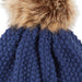 Snap On Pom Pom Beanie - Navy
