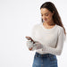 Sparkle Leopard Texting Knit Goves - Cream