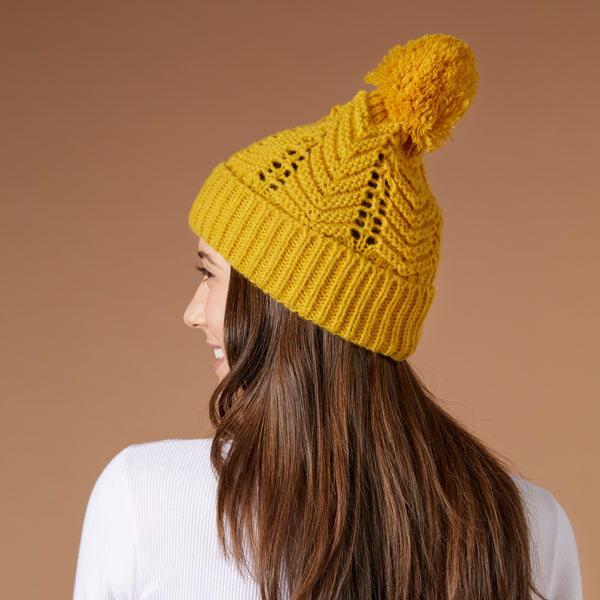 Wholesale Cheveron Knit Hat - Mustard Yellow – Hadley Wren  display picture 2