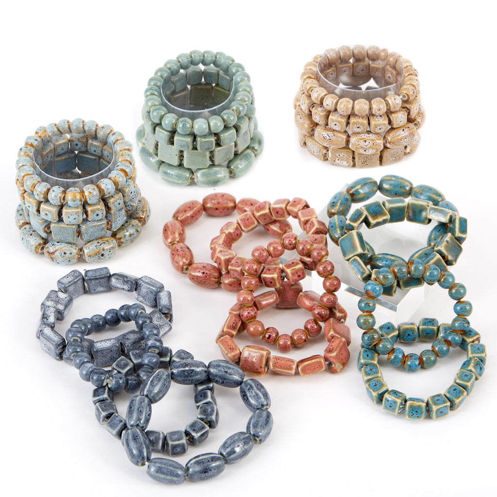 Coastal Clay Large Bead Bracelet - Mixed 24 Pack