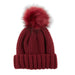 Snap On Pom Pom Beanie - Wine