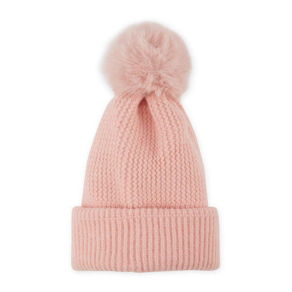 Wholesale Plush Knit Pom Pom Beanie - Pink – Hadley Wren  display picture 1