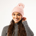 Plush Knit Pom Pom Beanie - Pink