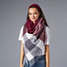 Fringe Plaid Blanket Scarf - Burgundy & Grey