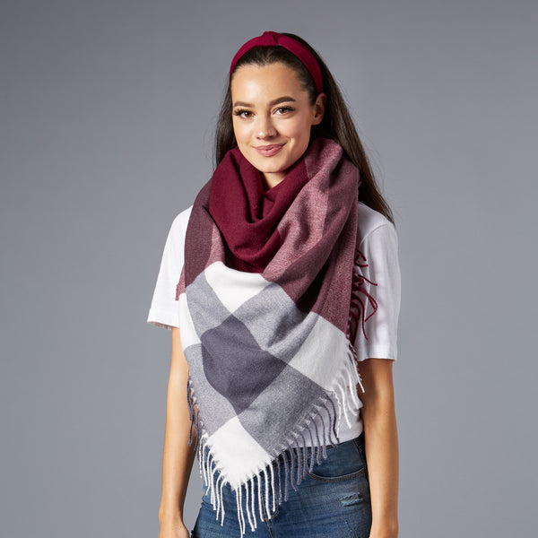 Heartland Scarf with Fringe in buying Grey and Cream