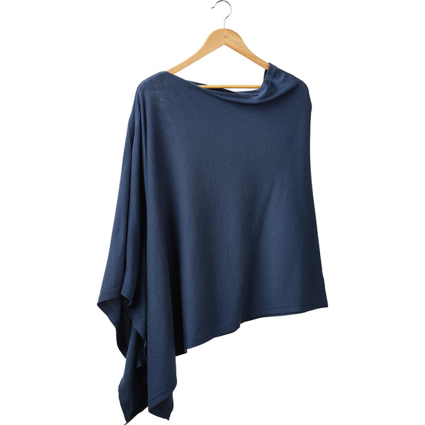 Elegant Solid Cotton Poncho - Slate Blue - Tickled Pink Wholesale
