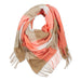 Fringle Plaid Blanket Scarf - Pink & Beige