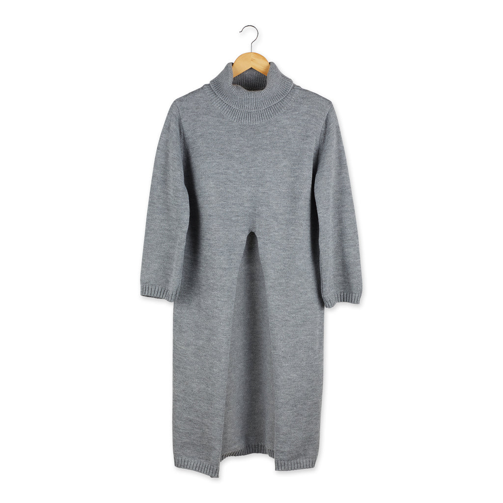 Long Courtney Slit Poncho - Gray