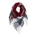 Fringe Plaid Blanket Scarf - Burgundy & Grey