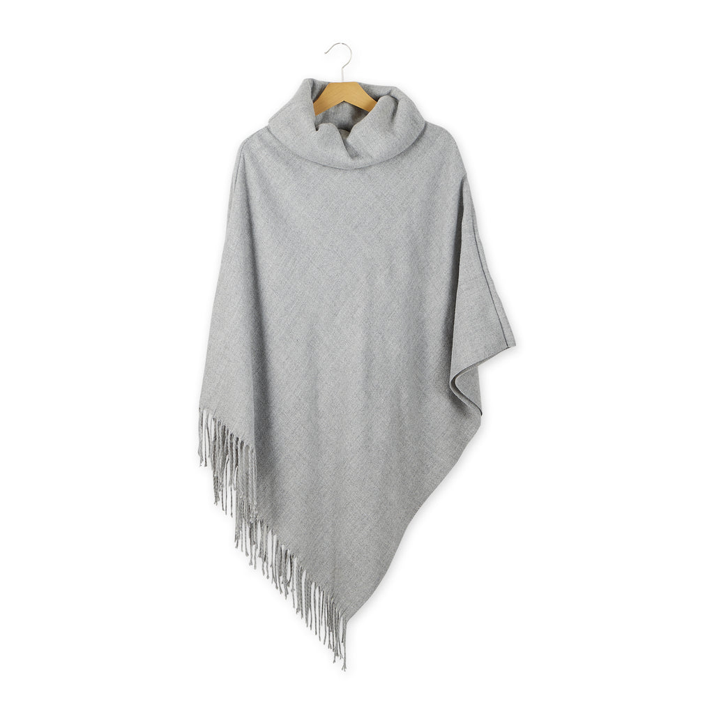 Grey Fringe Poncho