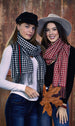 Red Petite Check Fringe Scarf
