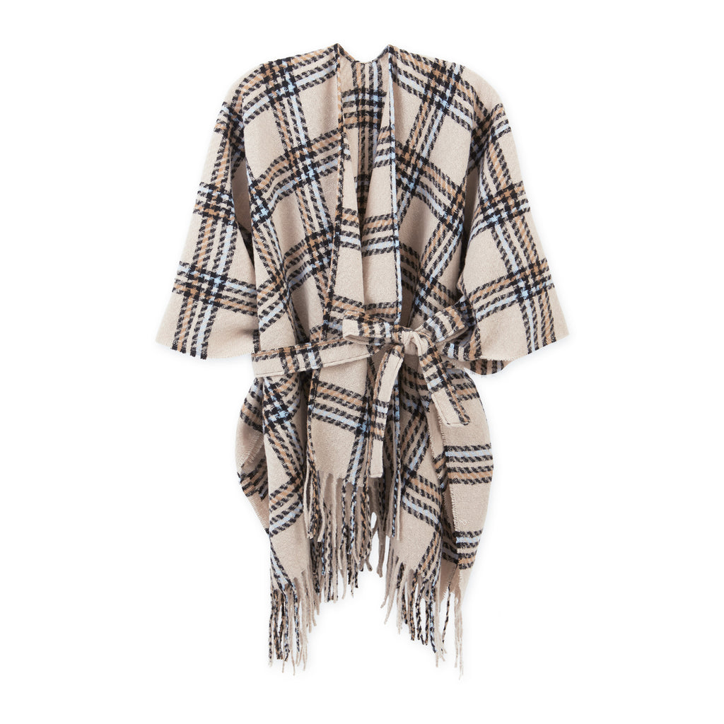 Charlie Plaid Ruana - Beige