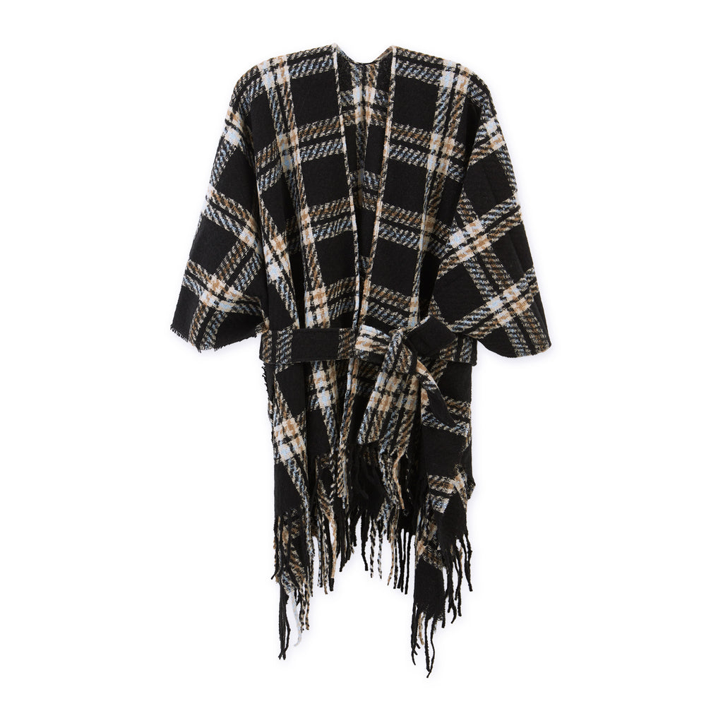 Charlie Plaid Ruana - Black