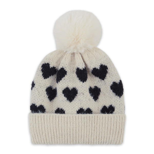 Heart Beanie - Cream