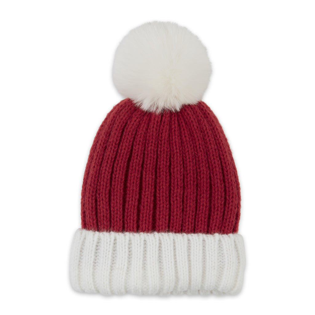 Sofia Ribbed Beanie - Red/White