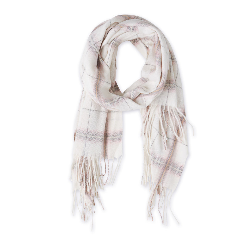 Caroline Plaid Scarf - White