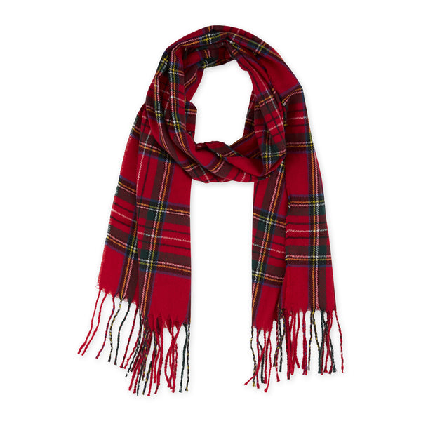Winter Plaid Scarf - Red