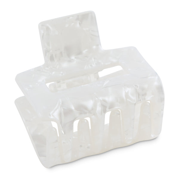 Small Rectangle Hair Claw - Pearl White