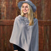 Elegant Solid Cotton Poncho - Light and Gray