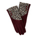 Leopard Button Gloves - Wine