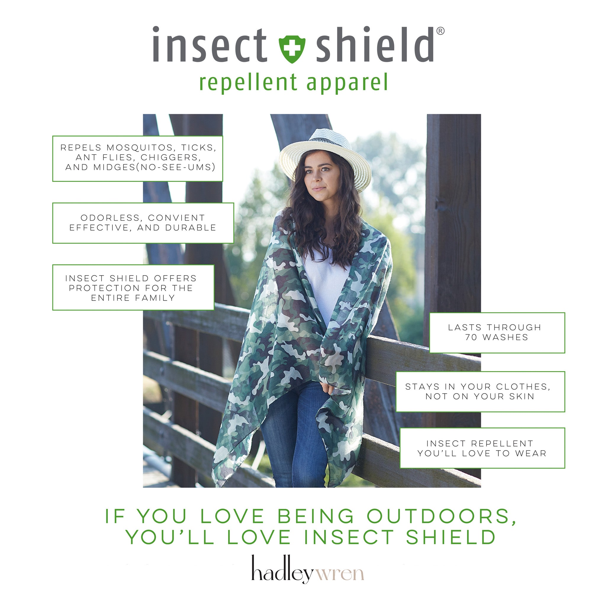 Tiny Stripe Insect Shield® Scarf - Army Green