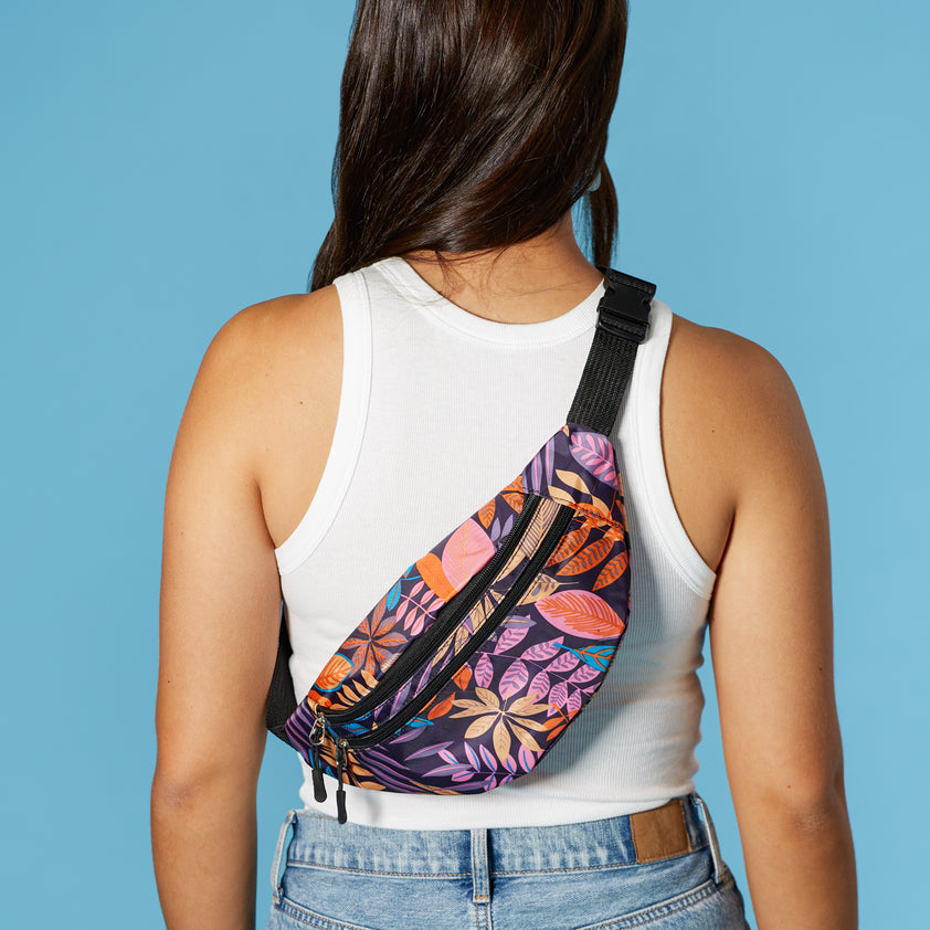 Tropical Print Fanny Pack Purple Hadley Wren Wholesale