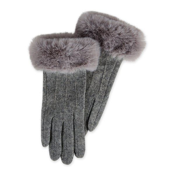 Wholesale Gloves Beige Ribbon Fur Winter Gloves for Women
