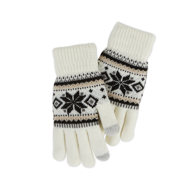 Cozy Fair Isle Gloves - White