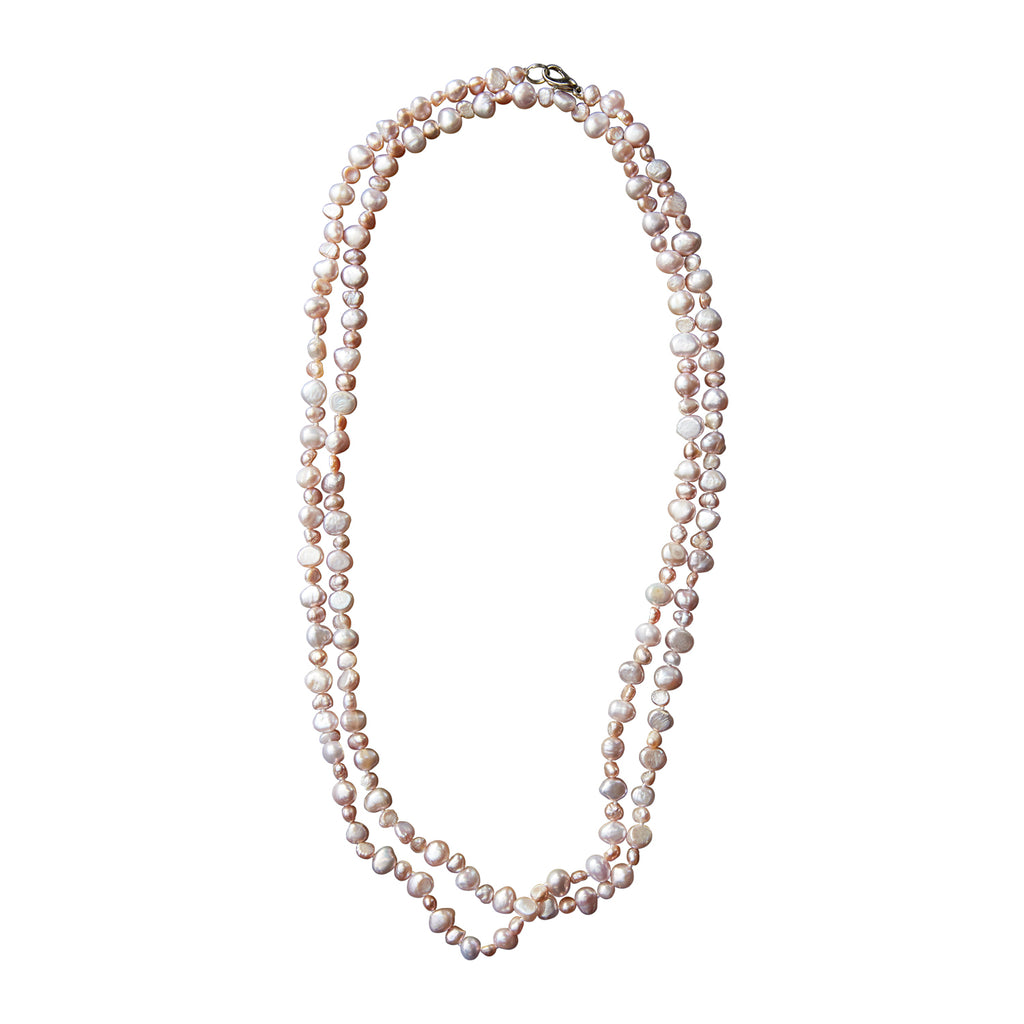 Wholesale Long Pearl Necklace with Freshwater Pearls - Pink 