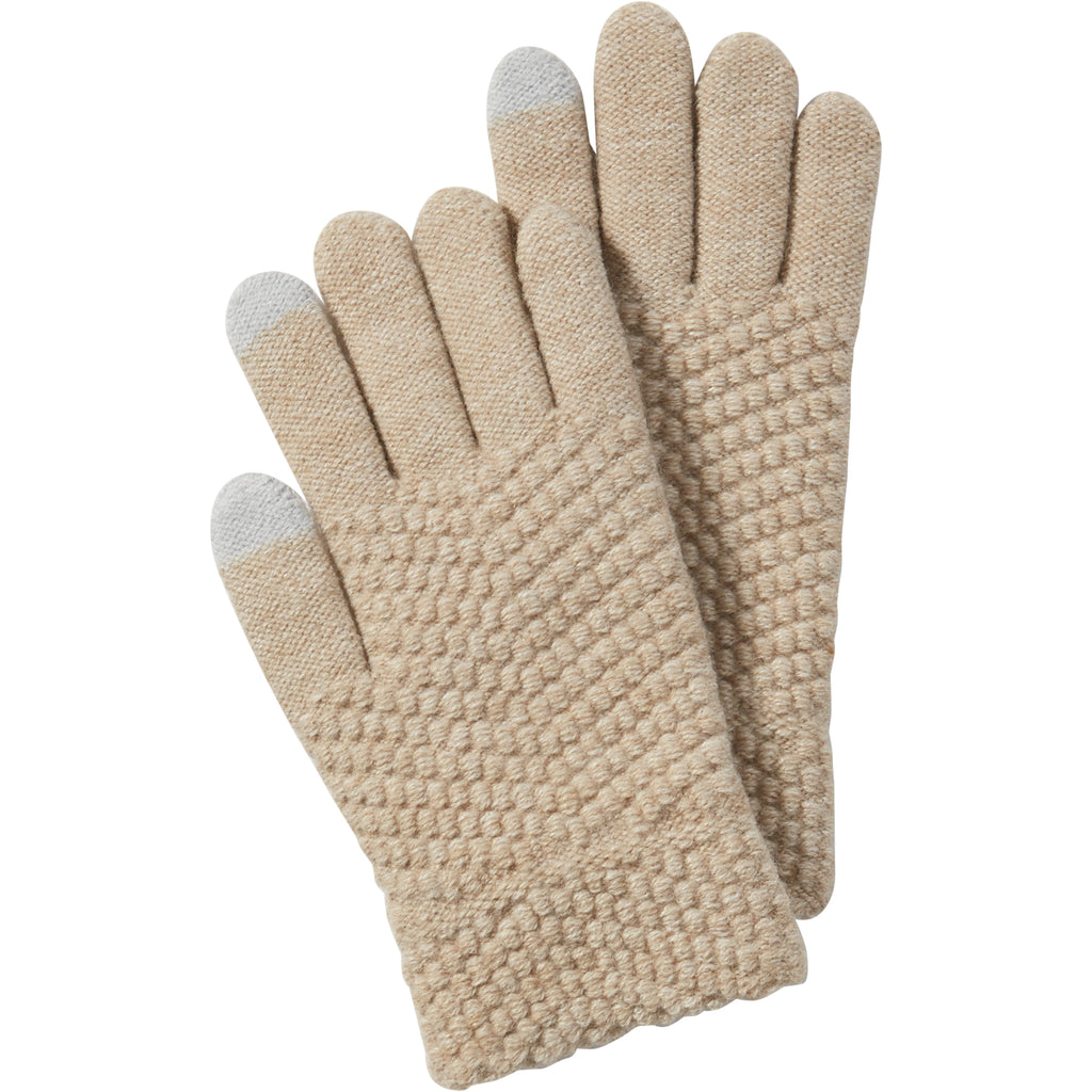 Beige Anna Texting Knit Gloves - Tickled Pink Wholesale