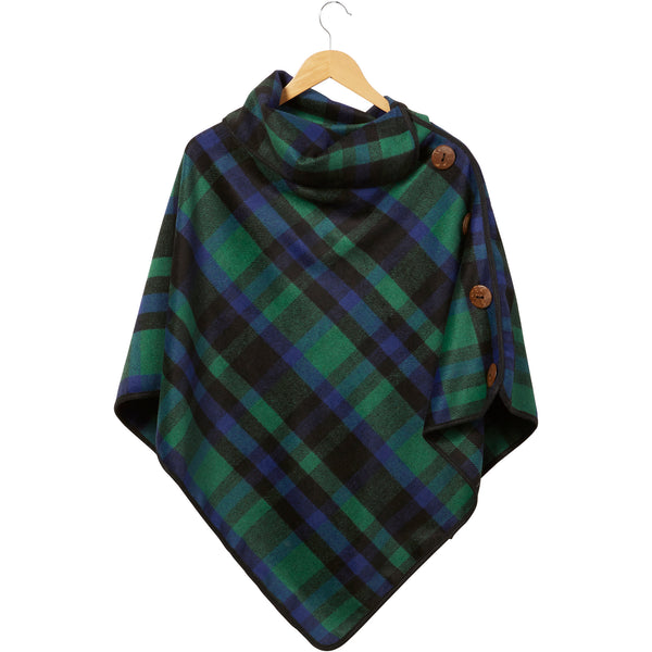 Spruce Patrick Plaid Button Poncho - Tickled Pink Wholesale